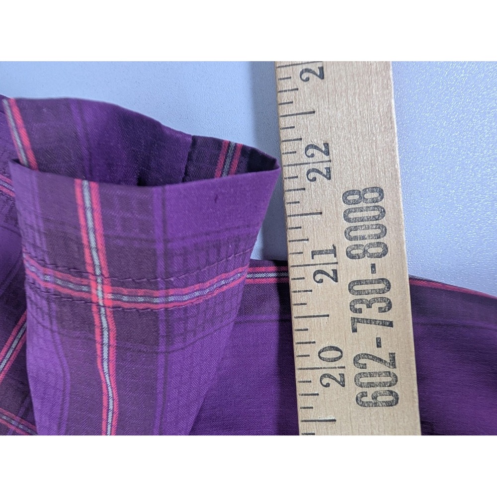 Columbia Shirt Womens Large Purple Plaid Omni-Shade Short Sleeve Outdoor Hiking - Picture 8 of 10
